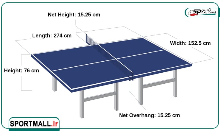 ابعاد استاندارد میز پینگ پنگ فدراسیون بین المللی